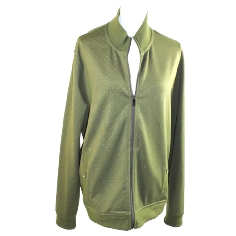 Ted Baker London Robine Olive Green Front Zip Jacket Size 6 (US XXL)